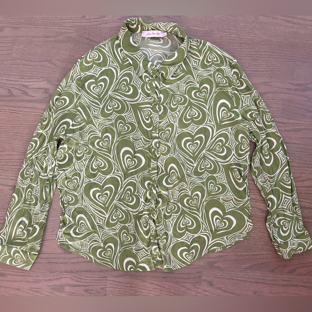 Lisa Says Gah Bailey Lounge top, Wild Hearts Green, 3XL - Picture 4 of 5